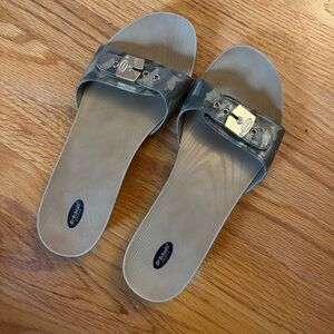 Vintage green camo slide wedges